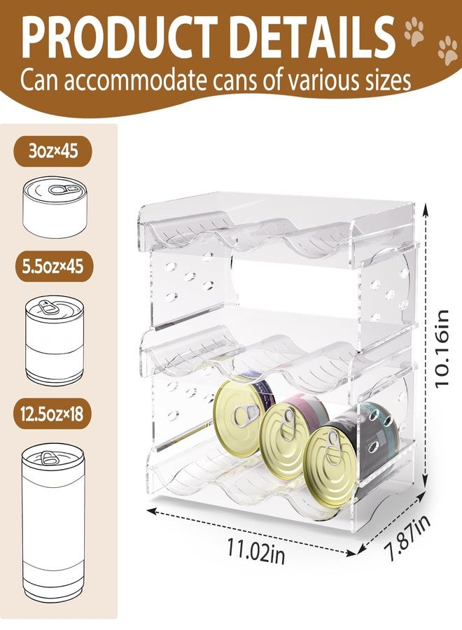 Flenpptly Cat Food Can Organizer, 3-Tier Cat Food Organizer, Transparent Can Organizer for Pantry, Canned Food Organizer Holds 45 (3oz) Cans, Pantry can Organizer - Image 2